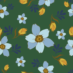 Cute feminine watercolor seamless pattern with wildflowers.hand drawn