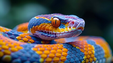 Fototapeta premium Defensive snake in vibrant colors