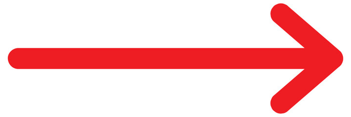 Red long arrow icon vector . Long arrow pointing left .Red arrow icon. long arrow isolated on white background.