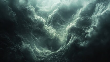 Fototapeta premium Rough Seas with Stormy Clouds Overhead. Dark, Powerful Nature Image.