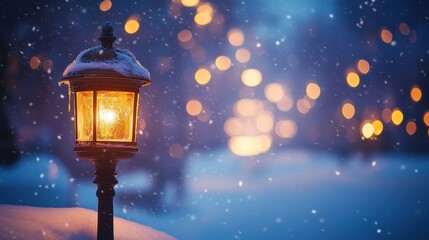 Illumination and snow blurred background