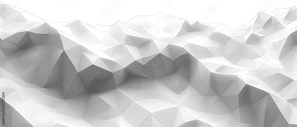 Poster abstract 3d mountainous landscape featuring a smooth, angular white surface that creates an ethereal