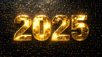 2025 wallpaper with metallic holographic textures 2025 glowing in warm gold futuristic luxury