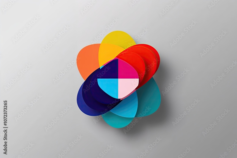 Aufkleber abstract colorful shape with minimalist background and futuristic design