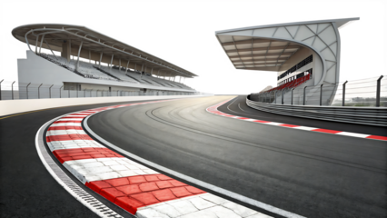 Empty Race Track with Modern Grandstand isolated on white background as transparent. PNG. AI GENERATED