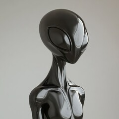 alien sculpture made of black marble