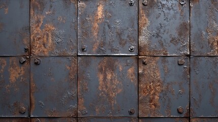 Rusted Metal Panels with Hexagon-Shaped Bolts