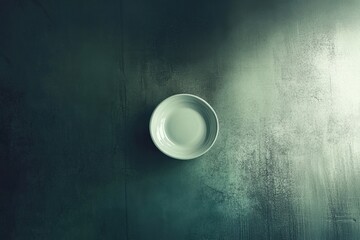 A white ceramic bowl on a dark green background