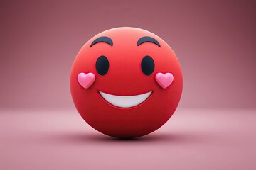 Three-Dimensional Love-Struck Romantic Emoticon with Affectionate Expression