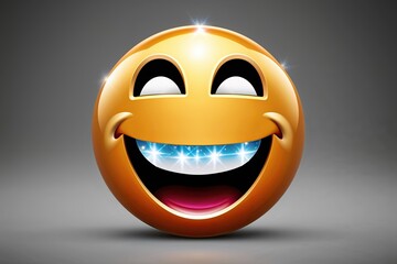 Fototapeta premium Joyous Beaming Emoticon with Three-Dimensional Shimmering Expression