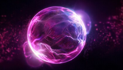 Obraz premium abstract pink and purple space orb with energy particles