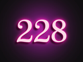 Pink glowing Neon light text effect of number 228.