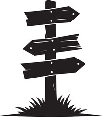 wooden signpost silhouette design vector art illustration