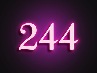 Pink glowing Neon light text effect of number 244.