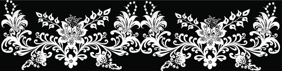 white flower sipmle decorated stripe on black