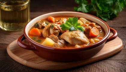 delicious basque chicken stew on a rustic table