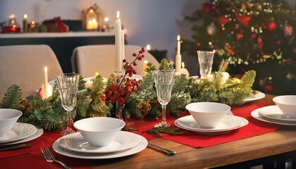 Mesa de Navidad, Ultima cena del a&ntilde;o, Decoraci&oacute;n Navide&ntilde;a, viasta aerea