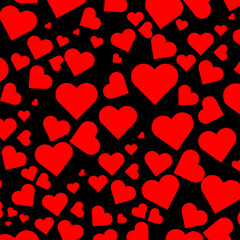 Hearts seamless pattern isolated on black background