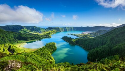 lagoa do canario no complexo de lagos da sete ciddaes na ilha de sao migeul nos acores
