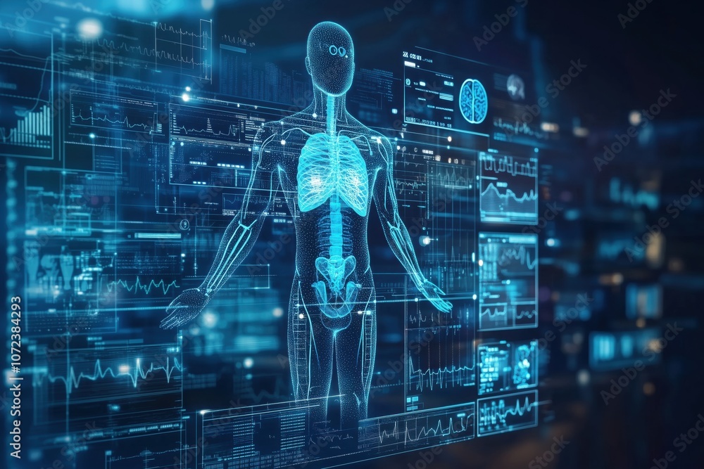 Aufkleber digital human anatomy visualization with data analysis and health metrics