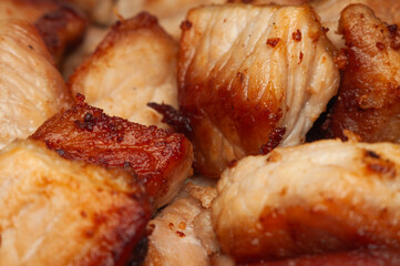 Crispy, golden-brown chicken pieces are ready to eat