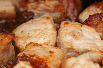 Crispy, golden-brown chicken pieces are ready to eat
