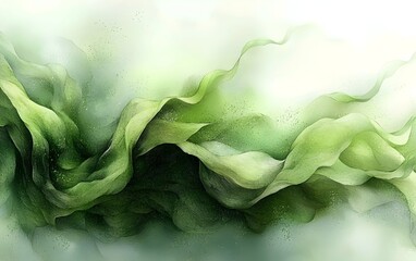 Obraz premium A serene abstract illustration featuring flowing green waves, creating a calming and organic atmosphere, ideal for nature-themed designs or backgrounds.