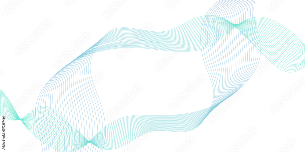 Poster abstract modern background with blue wavy lines and particles, dynamic flowing wave lines design ele