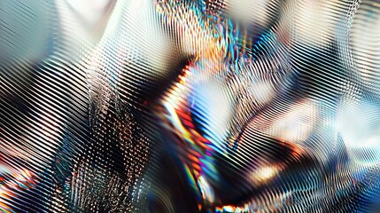 Abstract light refraction on textured glass surface