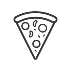 Line Drawing of a Single Slice of Pizza with Toppings