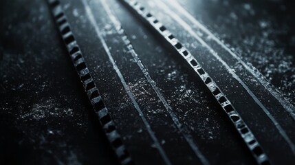 Close-up of Dusty and Vintage 35mm Film Strips