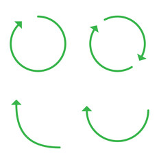 Circle Arrow icon set vector illustration, refresh, reload, Set of circle arrows rotating, different circular arrows . circle arrow icon set. circular arrow icon, refresh, reload. Green curve arrow 