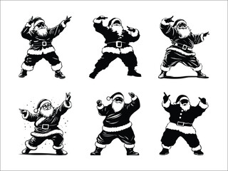 Dabbing Santa Claus Silhouettes - Fun Christmas Dance Illustration