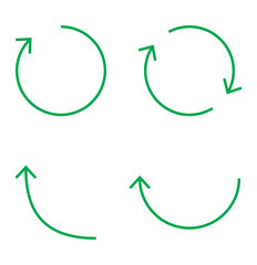 Circle Arrow icon set vector illustration, refresh, reload, Set of circle arrows rotating, different circular arrows of Green color isolated, recycle sign, Arrow clock wise rotating symbol, arrow sign