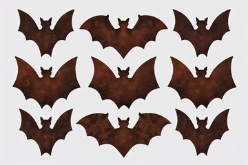 Fototapeta premium Rustic Bat Shape Designs with Textured Details on Transparent Background