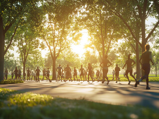 Fototapeta premium sunset in the park