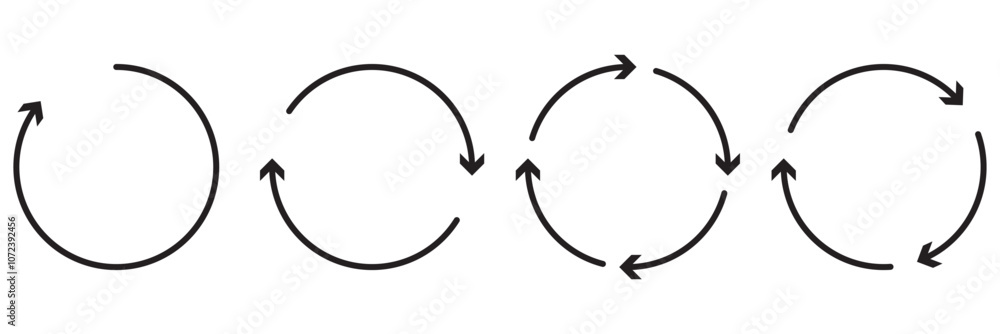 Poster set of circle arrows isolated on white background. refresh arrow , reload arrow , recycle arrow coll