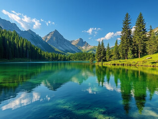 Fototapeta premium lake and mountains