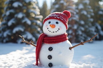 Fototapeta premium snowman on the snow