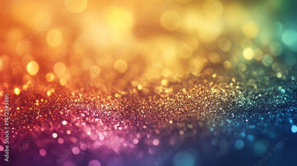 Poster abstract glitter background with blurred bokeh lights and rainbow color gradient