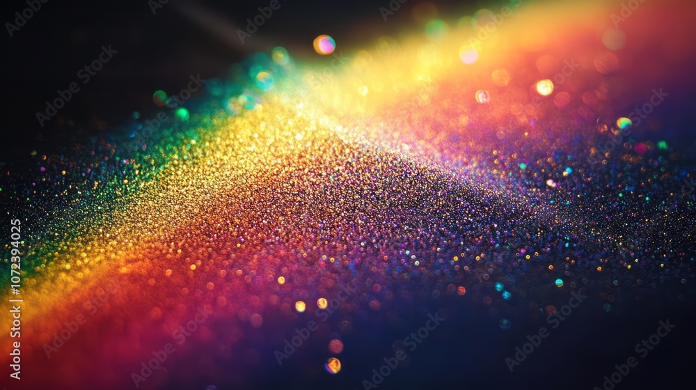 Poster a macro view of multicolored glitter with a gradient effect