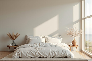 Minimalist Bedroom with Organic Cotton Sheets and Decor