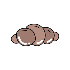 handrawn line cartoon bread and drink cafe doodles design. element stock