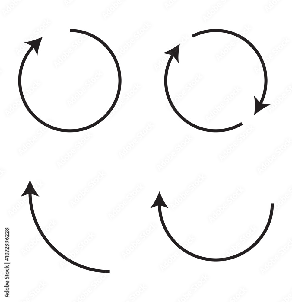 Poster set of circle arrow. refresh, reload, recycle arrow collection. black circle arrows. black curve arr
