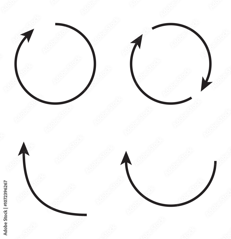 Poster set of circle arrow. refresh, reload, recycle arrow collection. black circle arrows. black curve arr