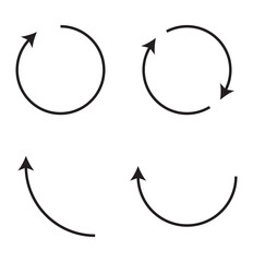 Set of circle arrow. Refresh, reload, recycle 
arrow collection. Black circle arrows. Black curve arrow. semicircle arrow icon .