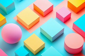 Obraz premium Colorful geometry composition with shapes on a vibrant background