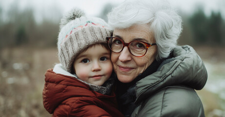 Fototapeta premium Grandparents with grandchildren sharing moments.