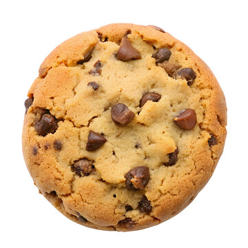 A chocolate chip cookie isolated on transparent background.