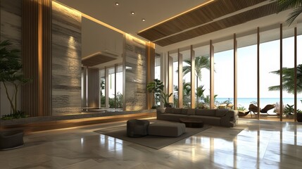 Modern interior design featuring spacious layout with natural light and stylish decor.